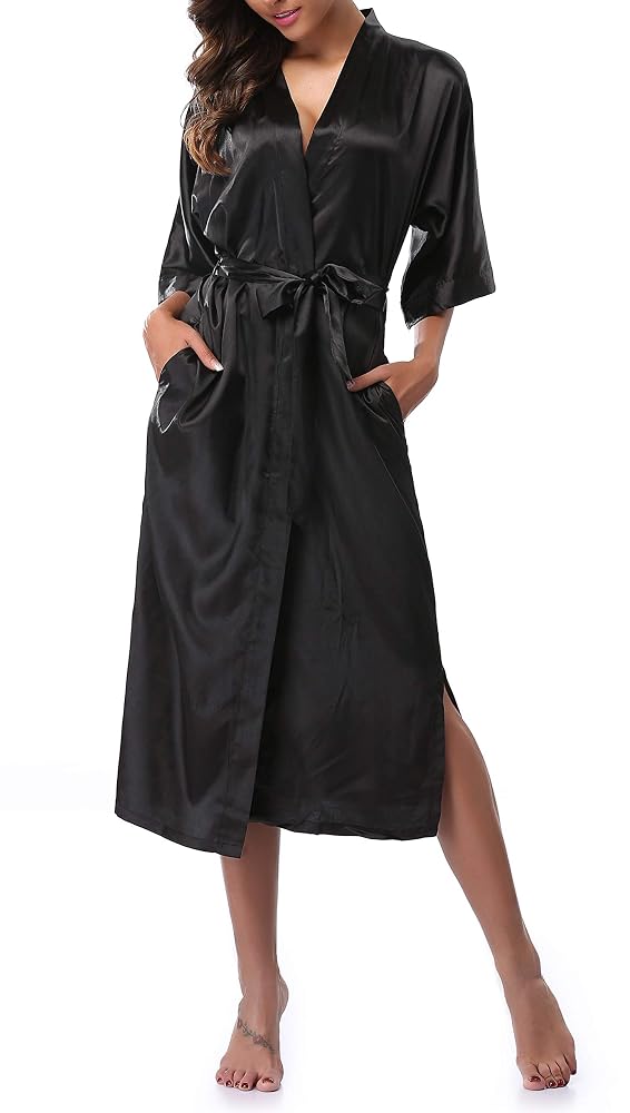 Long Satin Bathrobe for Bridal Showers