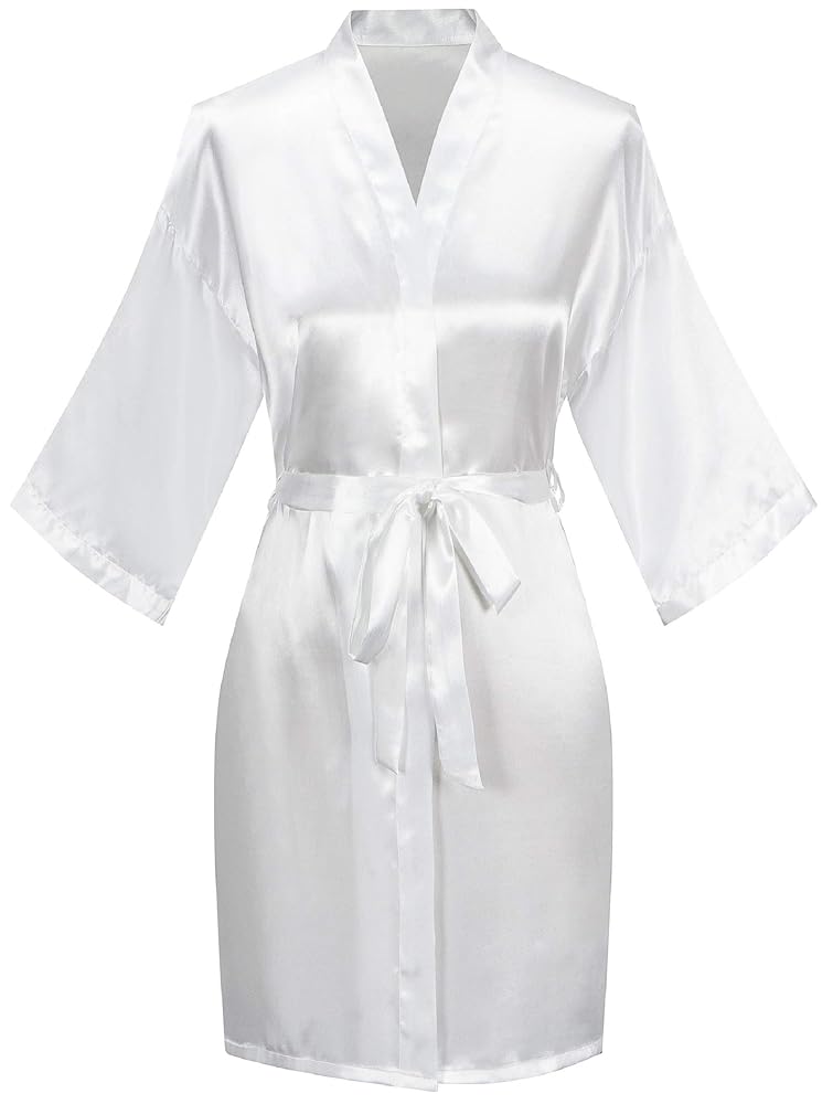 Satin Kimono Robe with Rhinestone Lettering, view 2