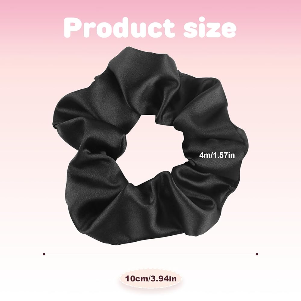 Satin Scrunchies 5-Pack, Black, view 2