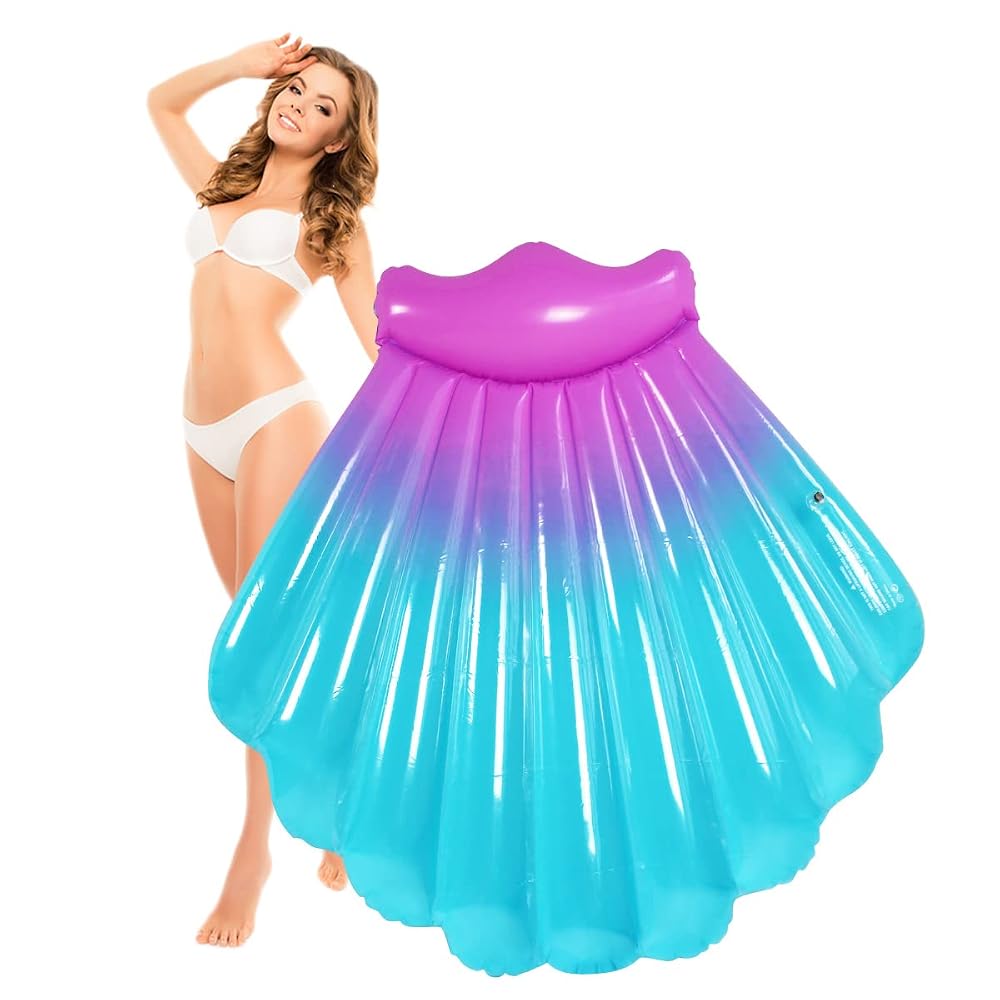 Scallop Shell Pool Float Raft 59 inch, Red