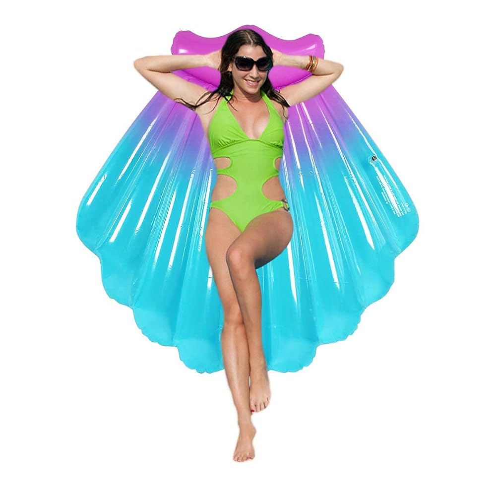 Scallop Shell Pool Float Raft 59 inch, Red, view 2