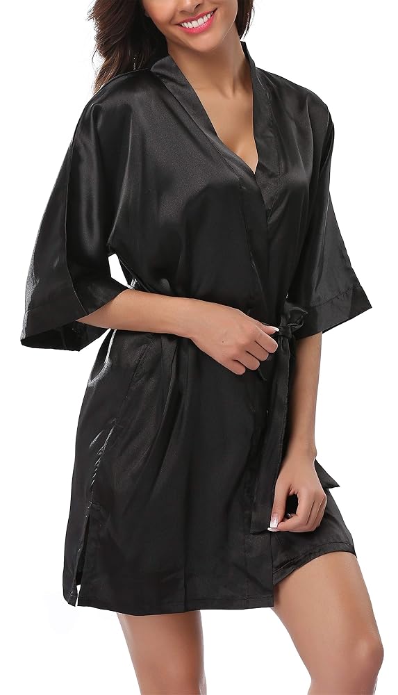 Short Satin Bridal Party Robe