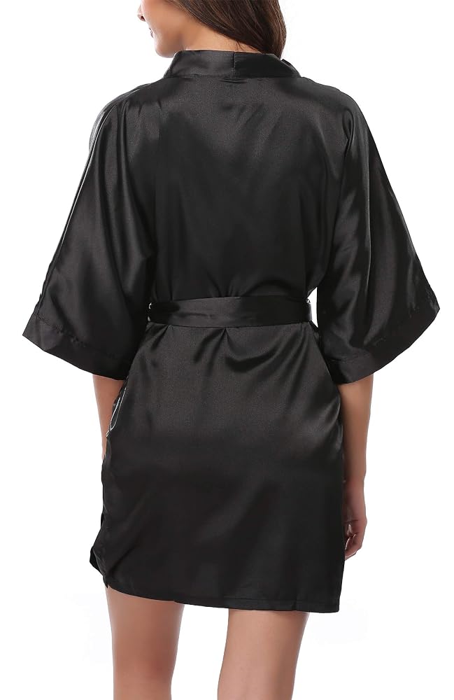 Short Satin Bridal Party Robe, view 2